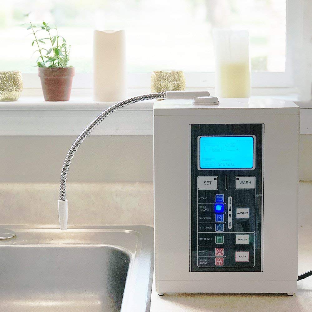 alkaline water ionizer installed at kitchen sink